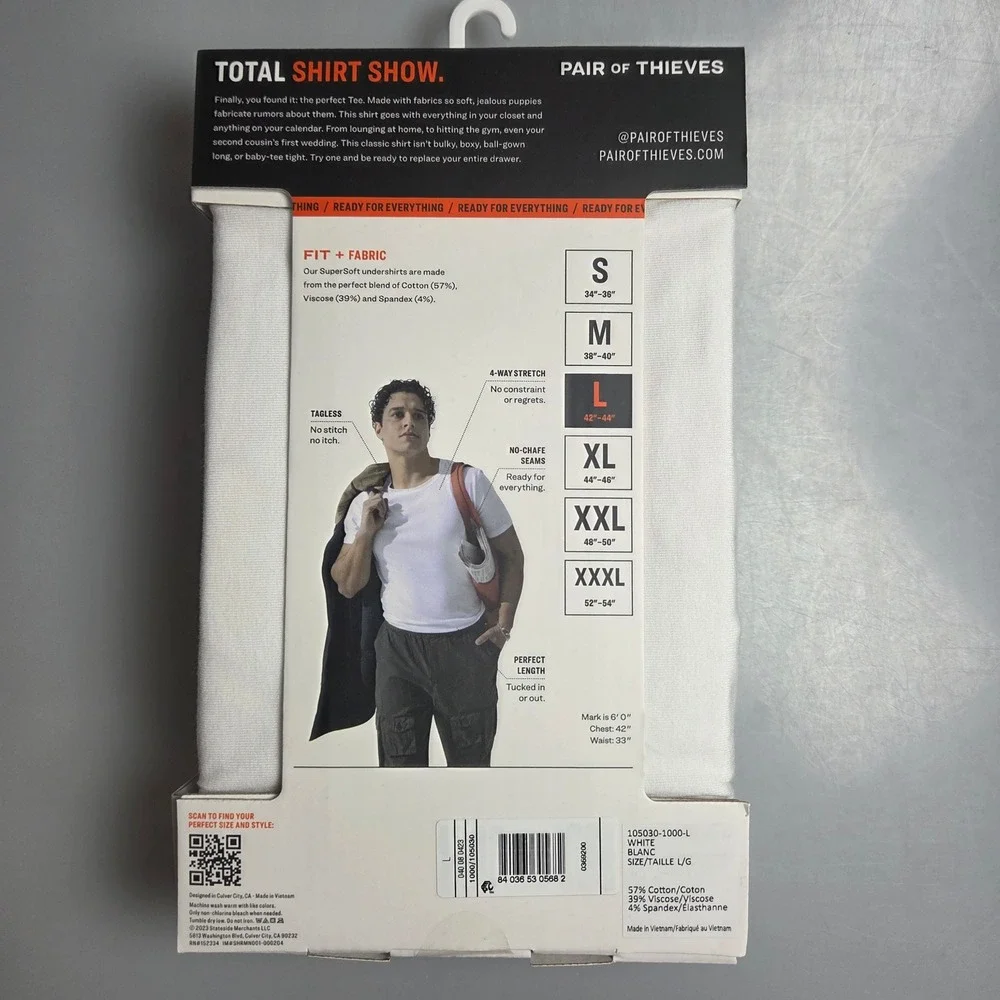Pair‎ of Thieves Mens SuperSoft Classic Tee 2-Pack White Crew Neck Size Large L